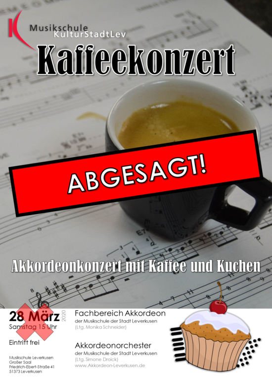 Plakat Kaffeekonzert 2020 ABGESAGT